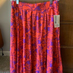 Lularoe Madison skirt in size M. Rare coral and purple German shepherd print!